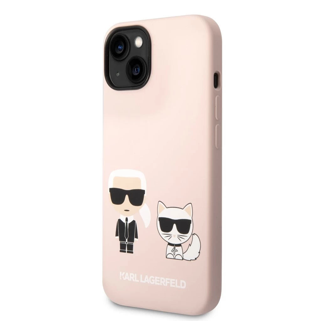 Karl Lagerfeld MagSafe Compatible tok Liquid Silicone Karl and Choupette iPhone 14 Plus készülékhez rózsaszín - iPhone 14 Plus tok a Domshop kínálatából