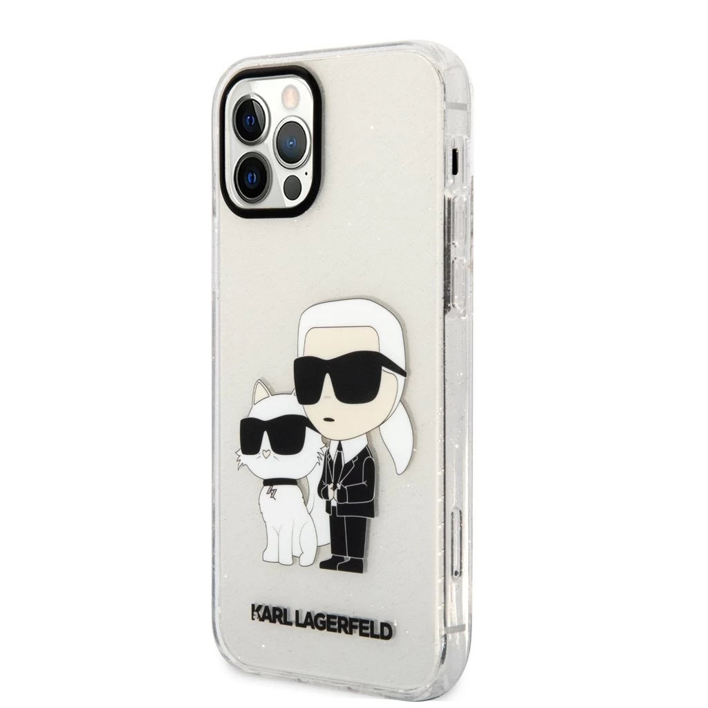Karl Lagerfeld IML Glitter Karl and Choupette NFT tok iPhone 12/12 Pro készülékhez átlátszó - iPhone 12/12 Pro tok a Domshop kínálatából