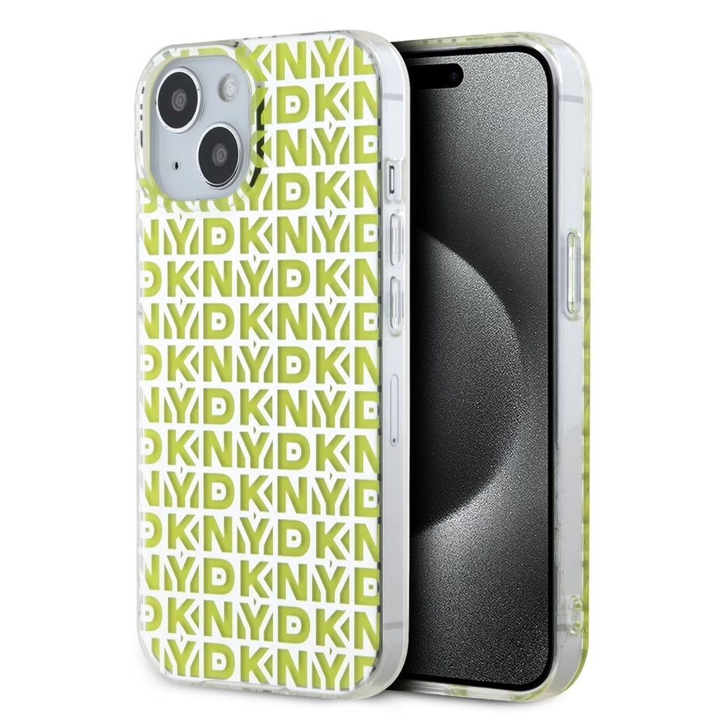 DKNY PC/TPU Repeat Pattern tok iPhone 15 készülékhez sárga - iPhone 15 tok a Domshop kínálatából