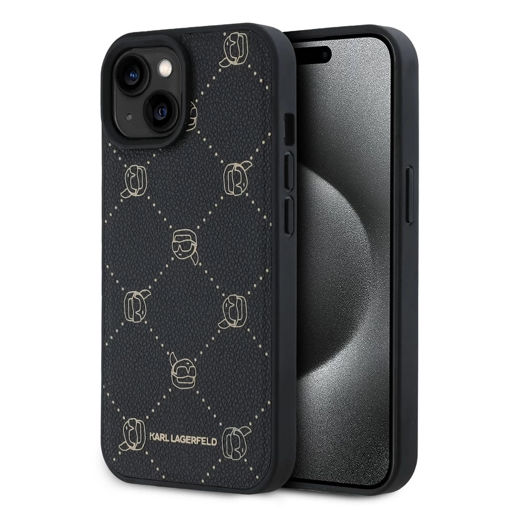 Karl Lagerfeld PU Karl Heads Pattern MagSafe tok iPhone 15 készülékhez fekete