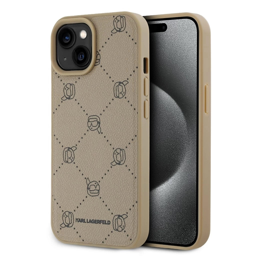 Karl Lagerfeld PU Karl Heads Pattern MagSafe tok iPhone 15 készülékhez bézs - iPhone 15 tok a Domshop kínálatából