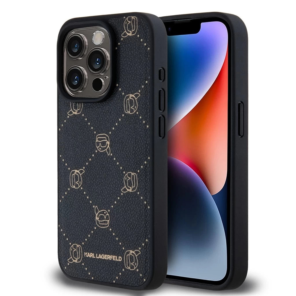 Karl Lagerfeld PU Karl Heads Pattern MagSafe tok iPhone 15 Pro Max készülékhez fekete