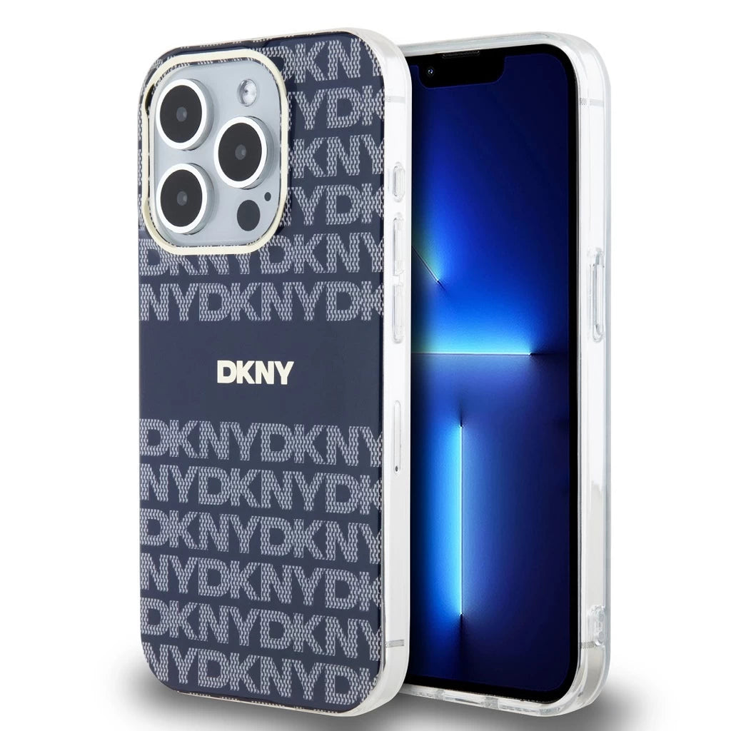DKNY PC/TPU Repeat Pattern Tonal Stripe Magsafe tok iPhone 13 Pro Max készülékhez kék