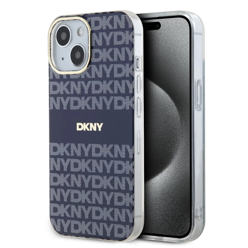 DKNY PC/TPU Repeat Pattern Tonal Stripe Magsafe tok iPhone 15 készülékhez kék