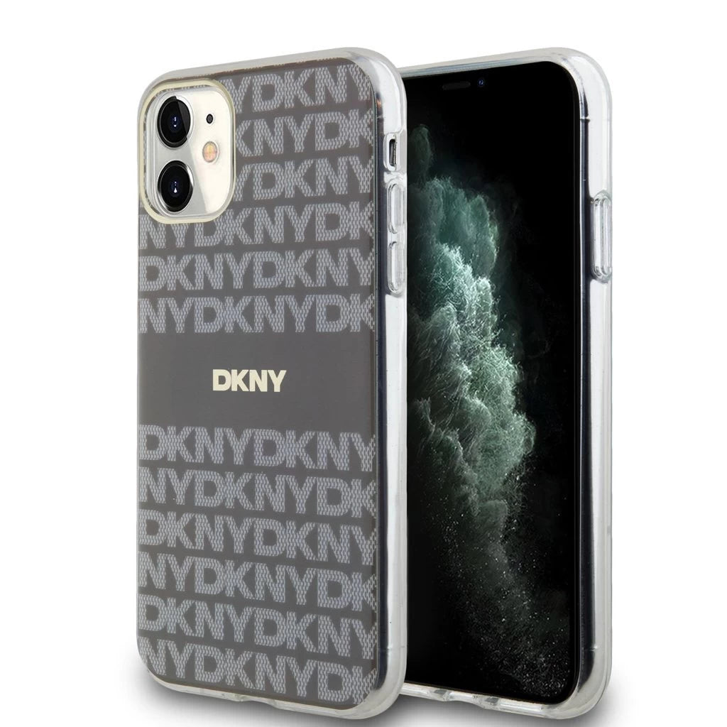 DKNY PC/TPU Repeat Pattern Tonal Stripe Magsafe tok iPhone 11 készülékhez bézs - iPhone 11 tok a Domshop kínálatából