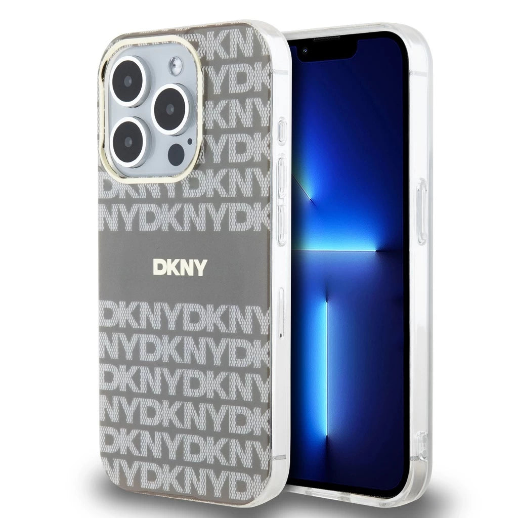 DKNY PC/TPU Repeat Pattern Tonal Stripe Magsafe tok iPhone 13 Pro Max készülékhez bézs