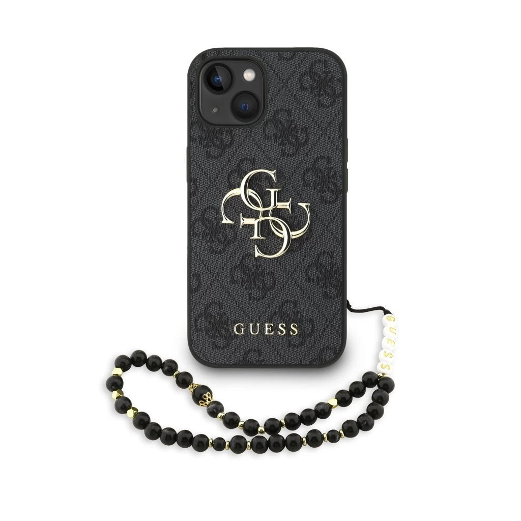 Guess PU 4G Metal Logo Strap tok iPhone 15 készülékhez fekete