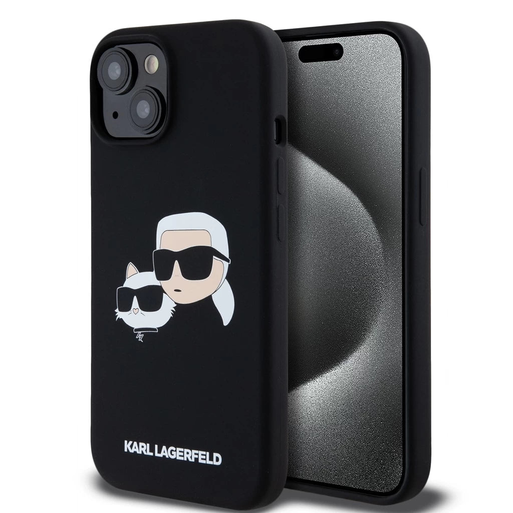 Karl Lagerfeld Liquid Silicone Double Heads MagSafe tok iPhone 15 készülékhez fekete