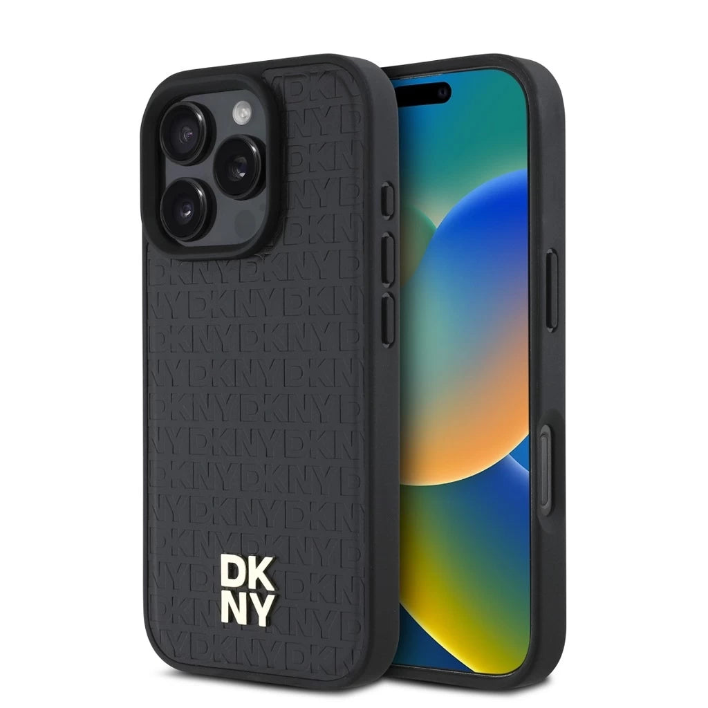 DKNY PU Leather Repeat Pattern Stack Logo MagSafe tok iPhone 16 Pro Max készülékhez fekete - iPhone 16 Pro Max tok a Domshop kínálatából