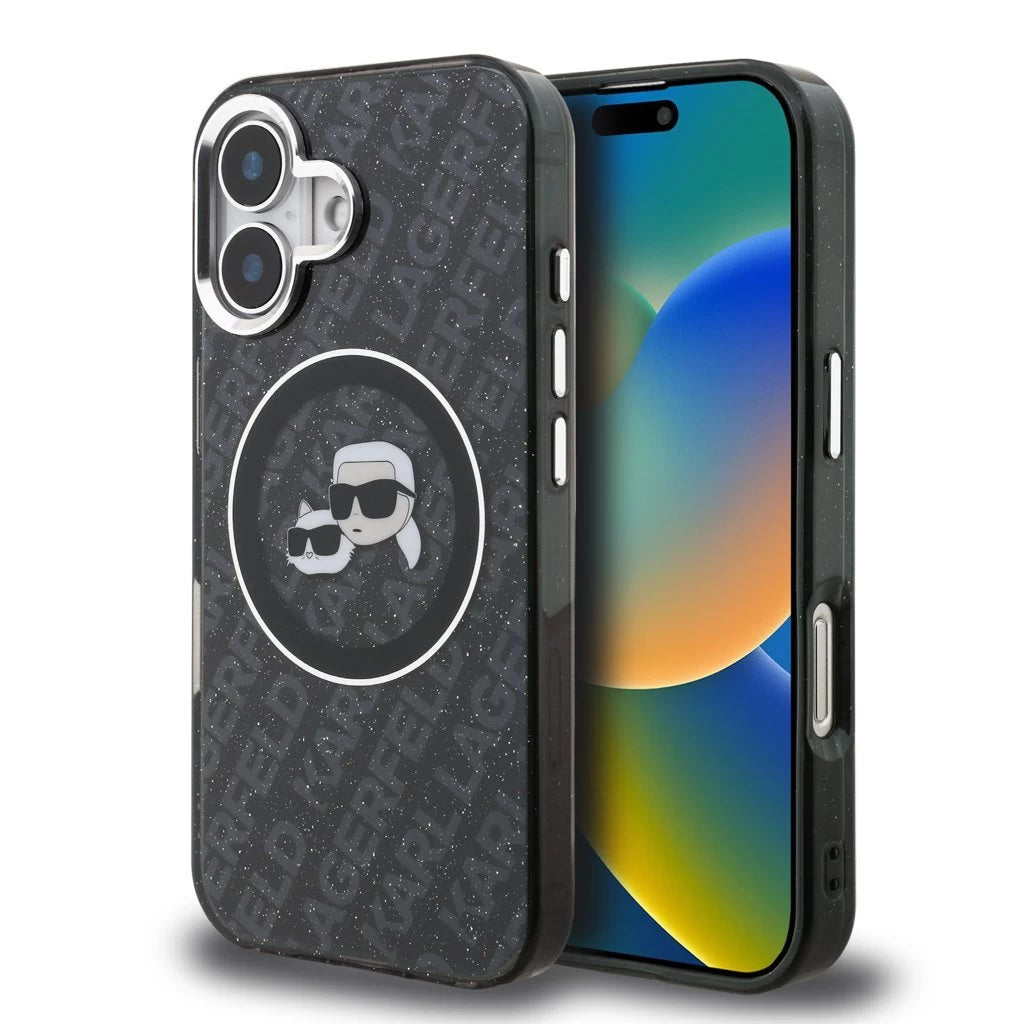 Karl Lagerfeld IML K&CH Heads Repeated Logo MagSafe tok iPhone 16 készülékhez fekete - iPhone 16 tok a Domshop kínálatából