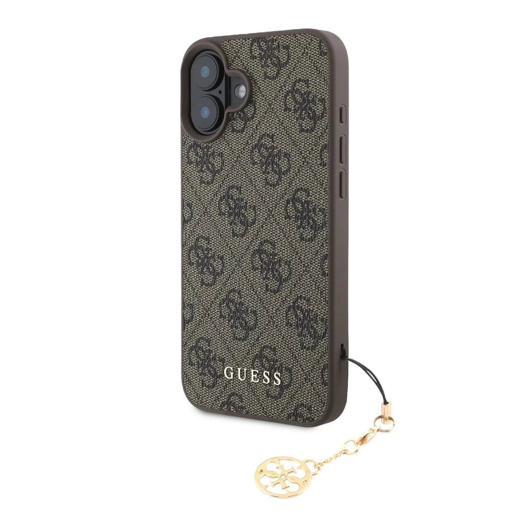 Guess 4G Charm tok iPhone 16 készülékhez Tone on Tone Brown barna - iPhone 16 tok a Domshop kínálatából