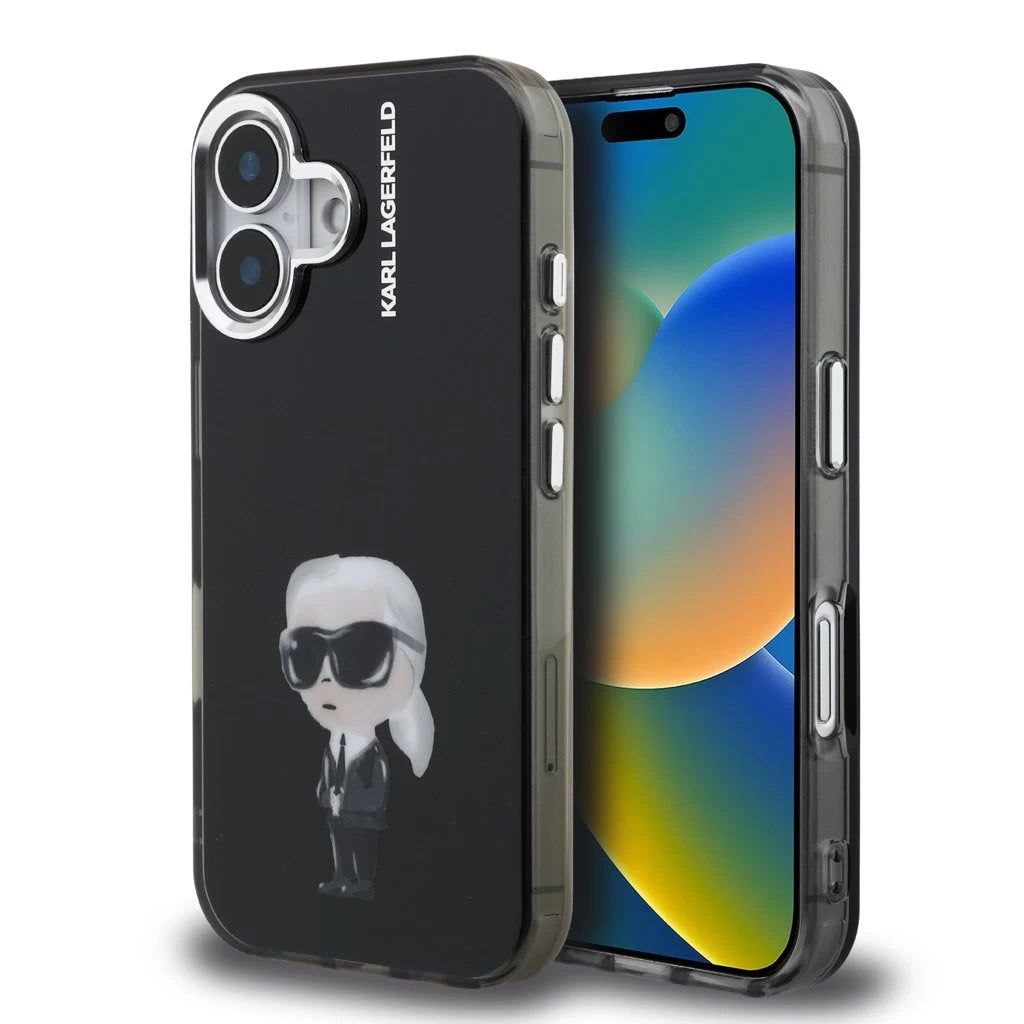 Karl Lagerfeld IML Aquarelle Karl tok iPhone 16 készülékhez fekete - iPhone 16 tok a Domshop kínálatából
