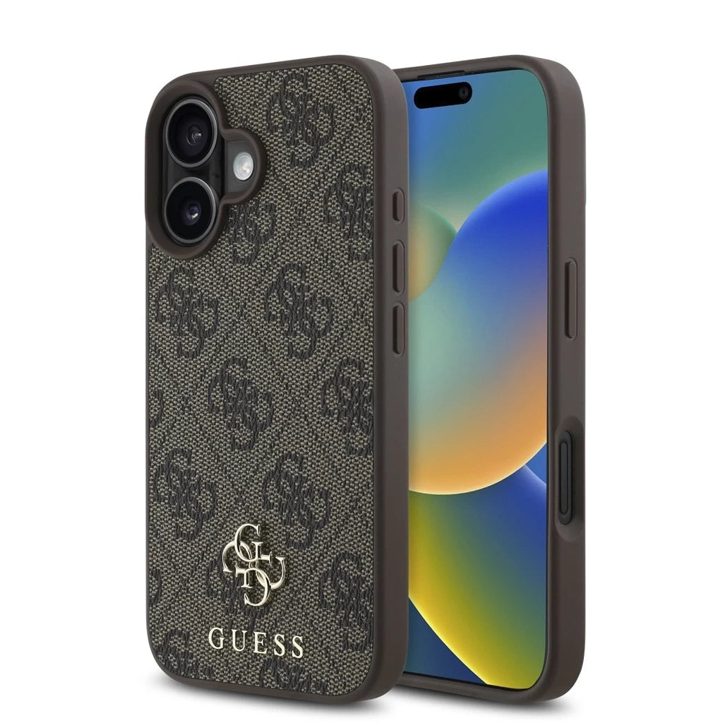 Guess PU 4G Small Metal Logo MagSafe tok iPhone 16 készülékhez barna - iPhone 16 tok a Domshop kínálatából