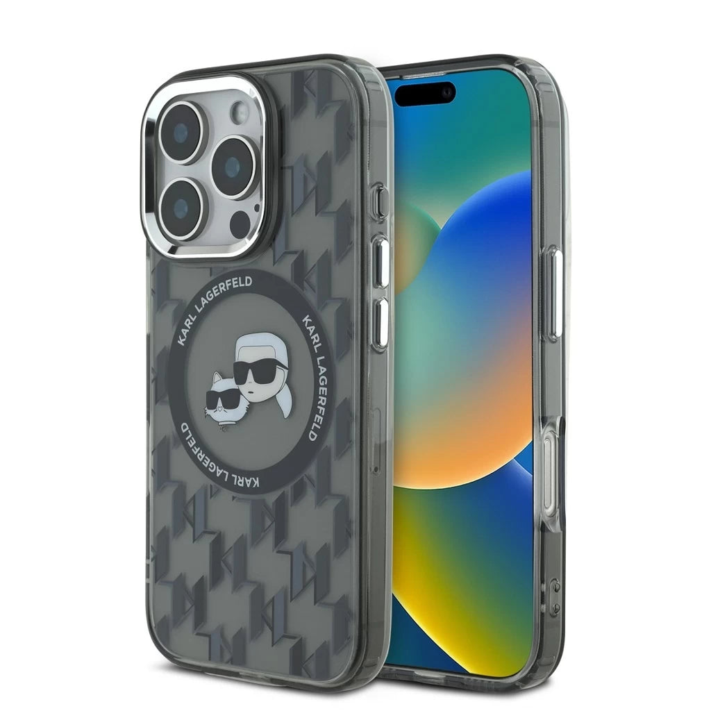 Karl Lagerfeld IML Monogram K&CH Heads MagSafe tok iPhone 16 Pro Max készülékhez fekete