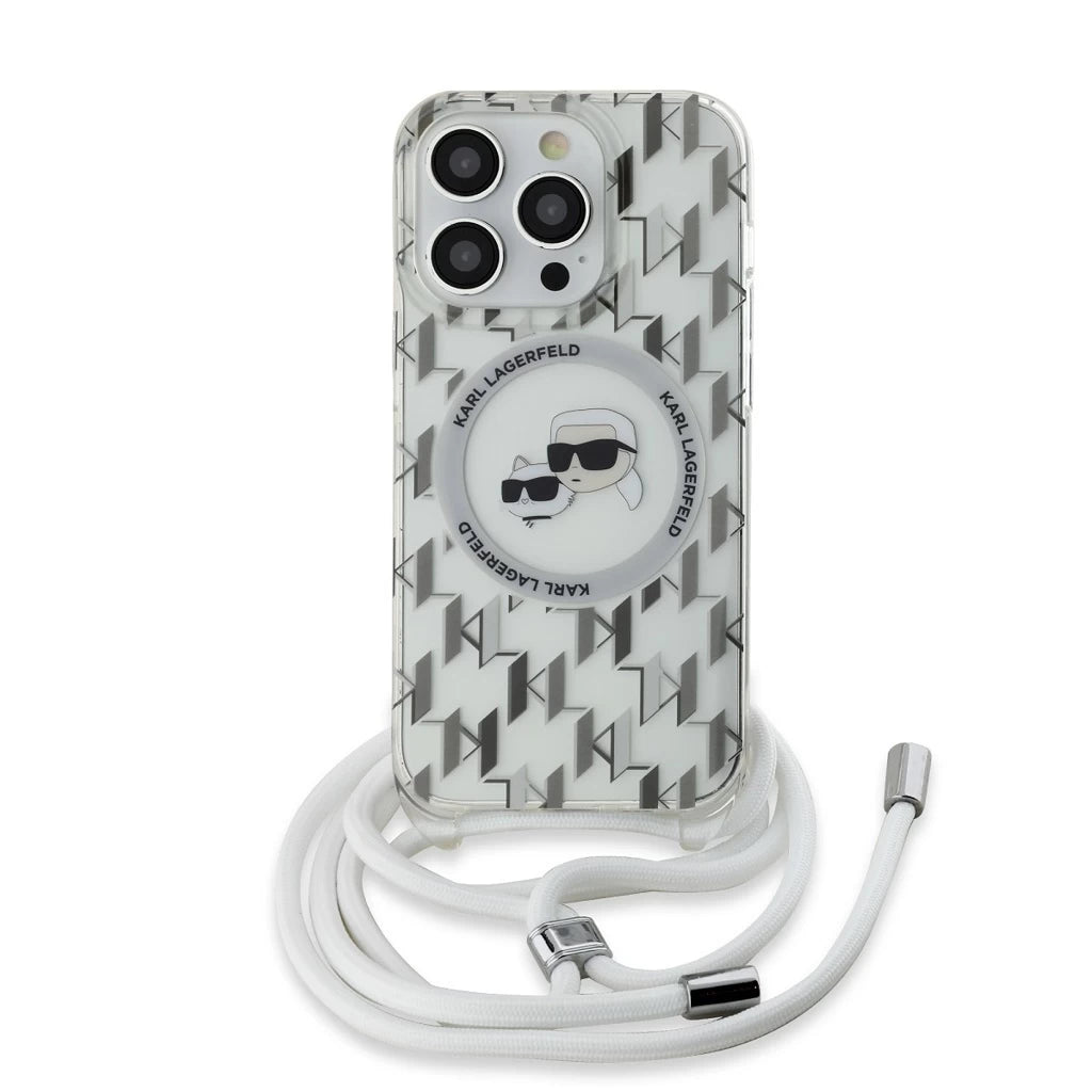 Karl Lagerfeld IML Monogram Crossbody K&CH Heads MagSafe tok iPhone 14 Pro Max készülékhez átlátszó - iPhone 14 Pro Max tok a Domshop kínálatából