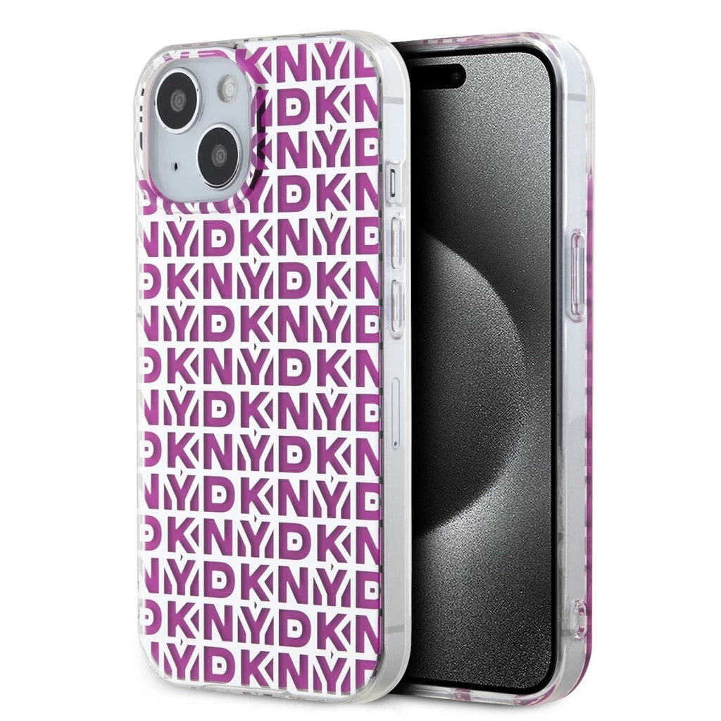 DKNY PC/TPU Repeat Pattern tok iPhone 15 készülékhez rózsaszín - iPhone 15 tok a Domshop kínálatából