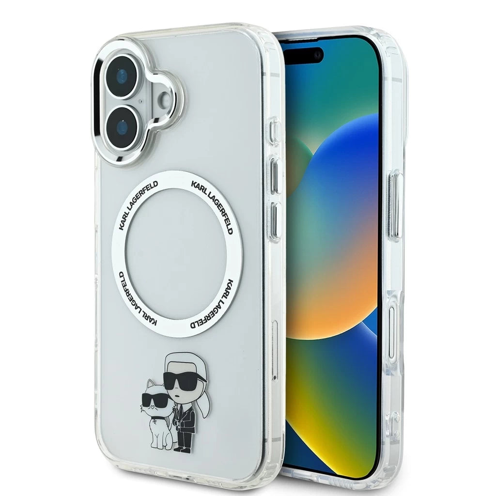 Karl Lagerfeld IML Karl and Choupette MagSafe tok iPhone 16 Plus készülékhez átlátszó - iPhone 16 Plus tok a Domshop kínálatából