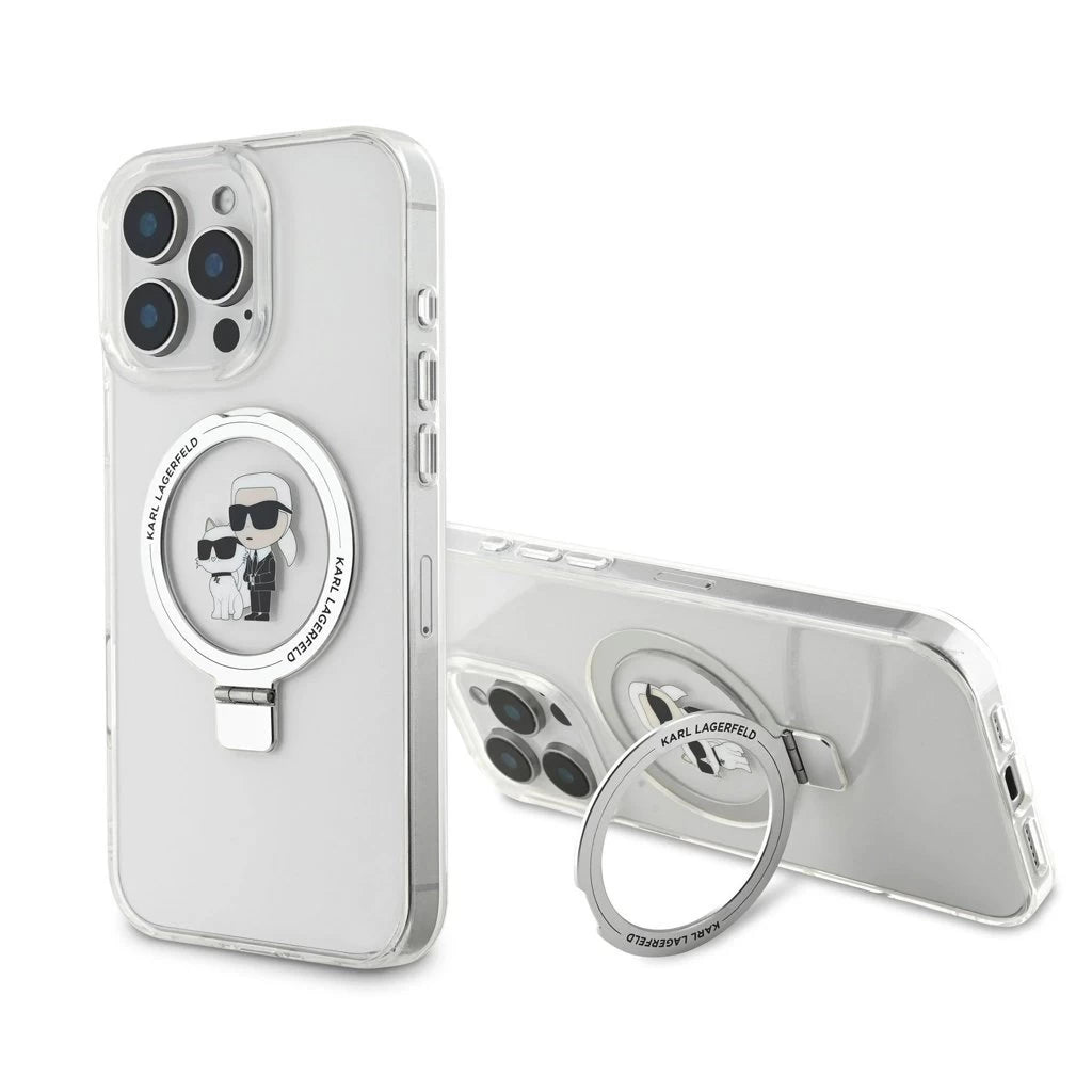 Karl Lagerfeld Ringstand Karl and Choupette MagSafe tok iPhone 16 Pro Max készülékhez fehér