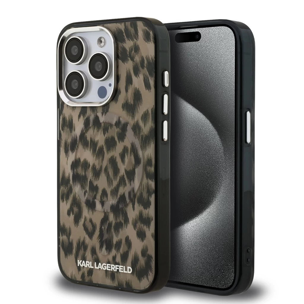 Karl Lagerfeld IML Leopard MagSafe tok iPhone 15 Pro Max készülékhez barna - iPhone 15 Pro Max tok a Domshop kínálatából