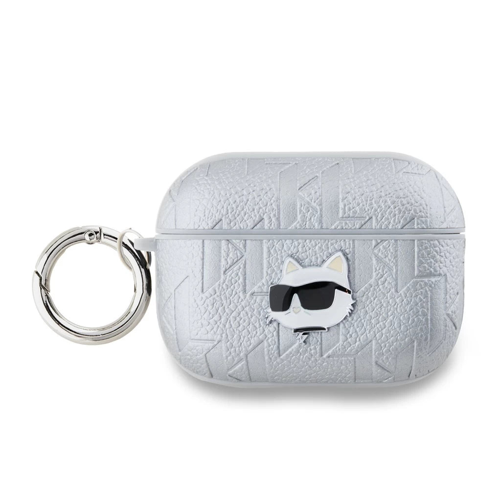 Karl Lagerfeld PU Embossed Choupette Head Case AirPods Pro 2 készülékhez ezüst - AirPods Pro 2 tok a Domshop kínálatából