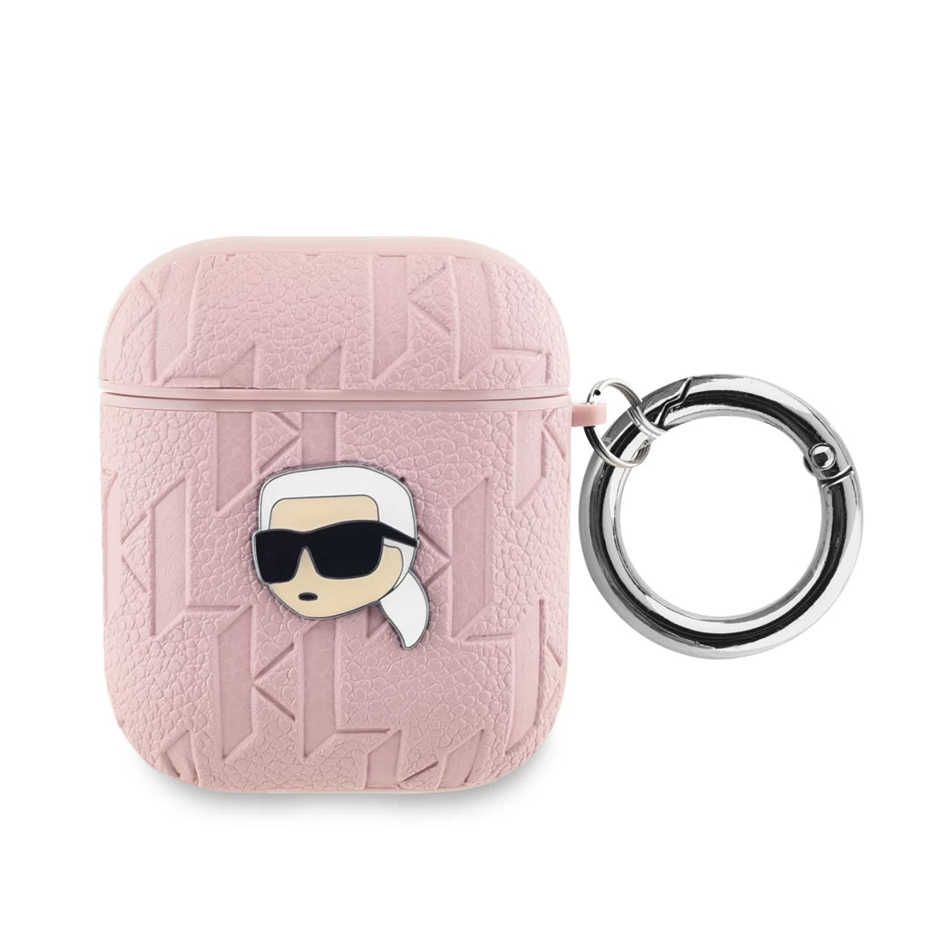 Karl Lagerfeld PU Embossed Karl Head tok AirPods 1/2 készülékhez rózsaszín - AirPods 1/2 tok a Domshop kínálatából