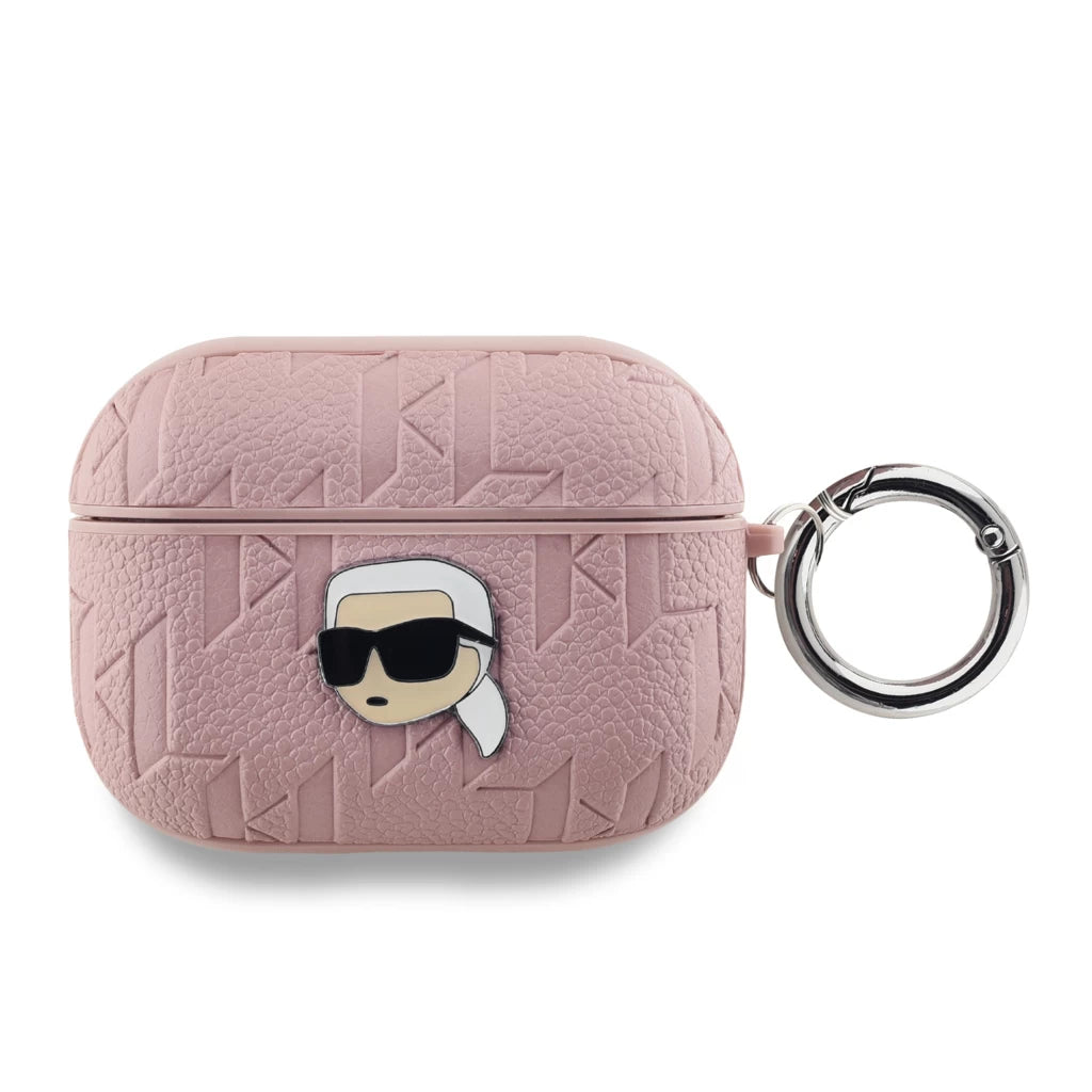 Karl Lagerfeld PU dombornyomott Karl Head tok AirPods Pro készülékhez rózsaszín - AirPods Pro tok a Domshop kínálatából