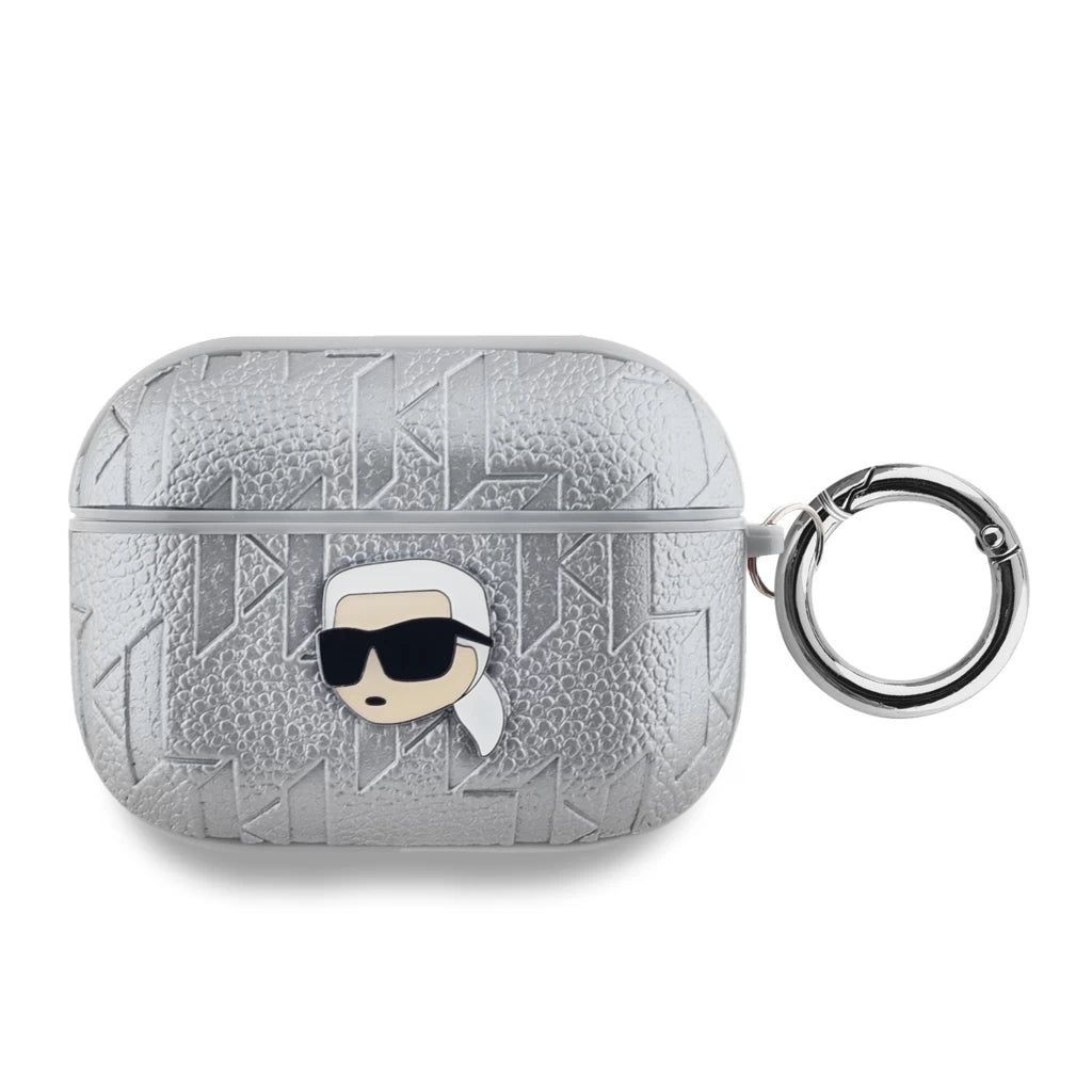 Karl Lagerfeld PU Embossed Karl Head Tok AirPods Pro készülékhez ezüst - AirPods Pro tok a Domshop kínálatából