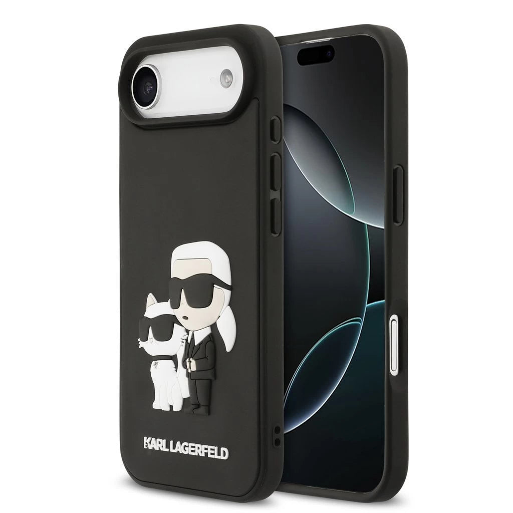 Karl Lagerfeld 3D Rubber Karl and Choupette tok iPhone 17 Air készülékhez fekete