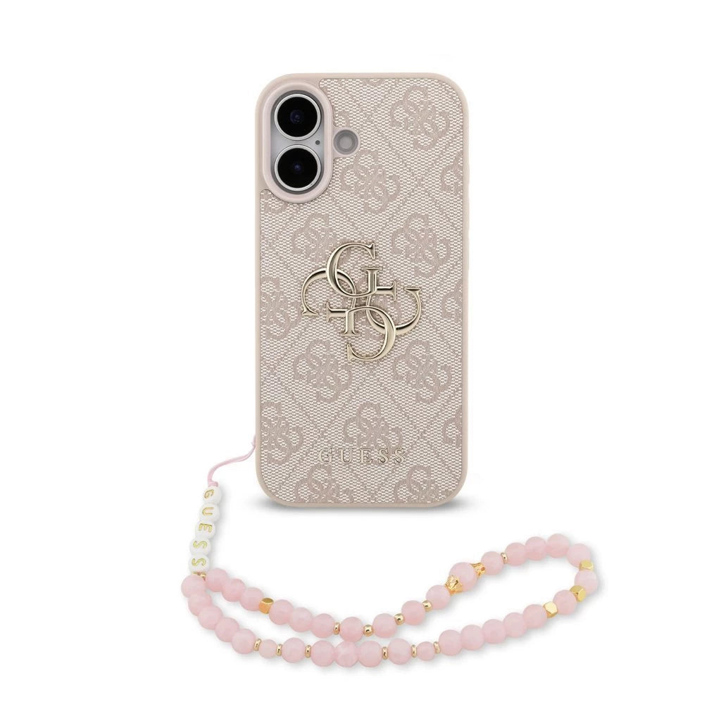 Guess PU 4G Metal Logo Strap tok iPhone 17 készülékhez rózsaszín