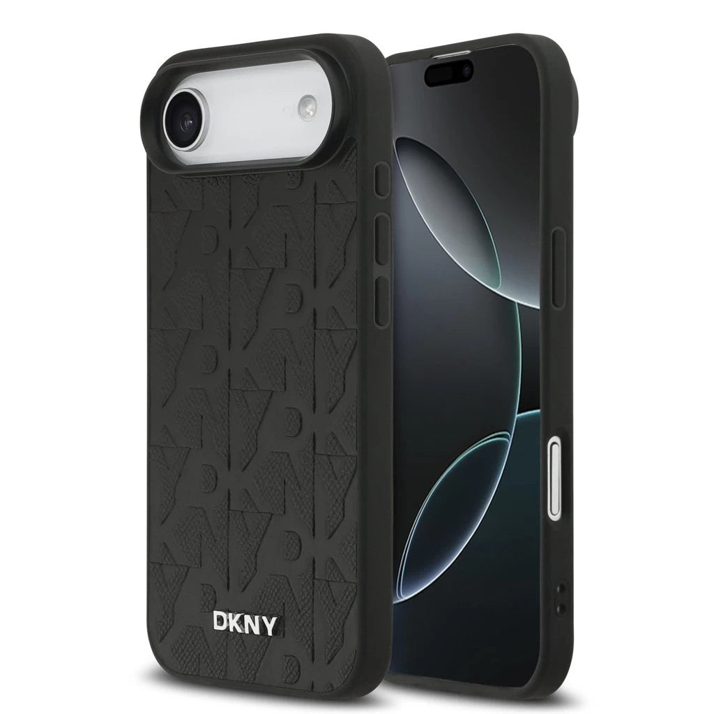 DKNY PU Leather Grid Pattern Magsafe tok iPhone Air készülékhez fekete