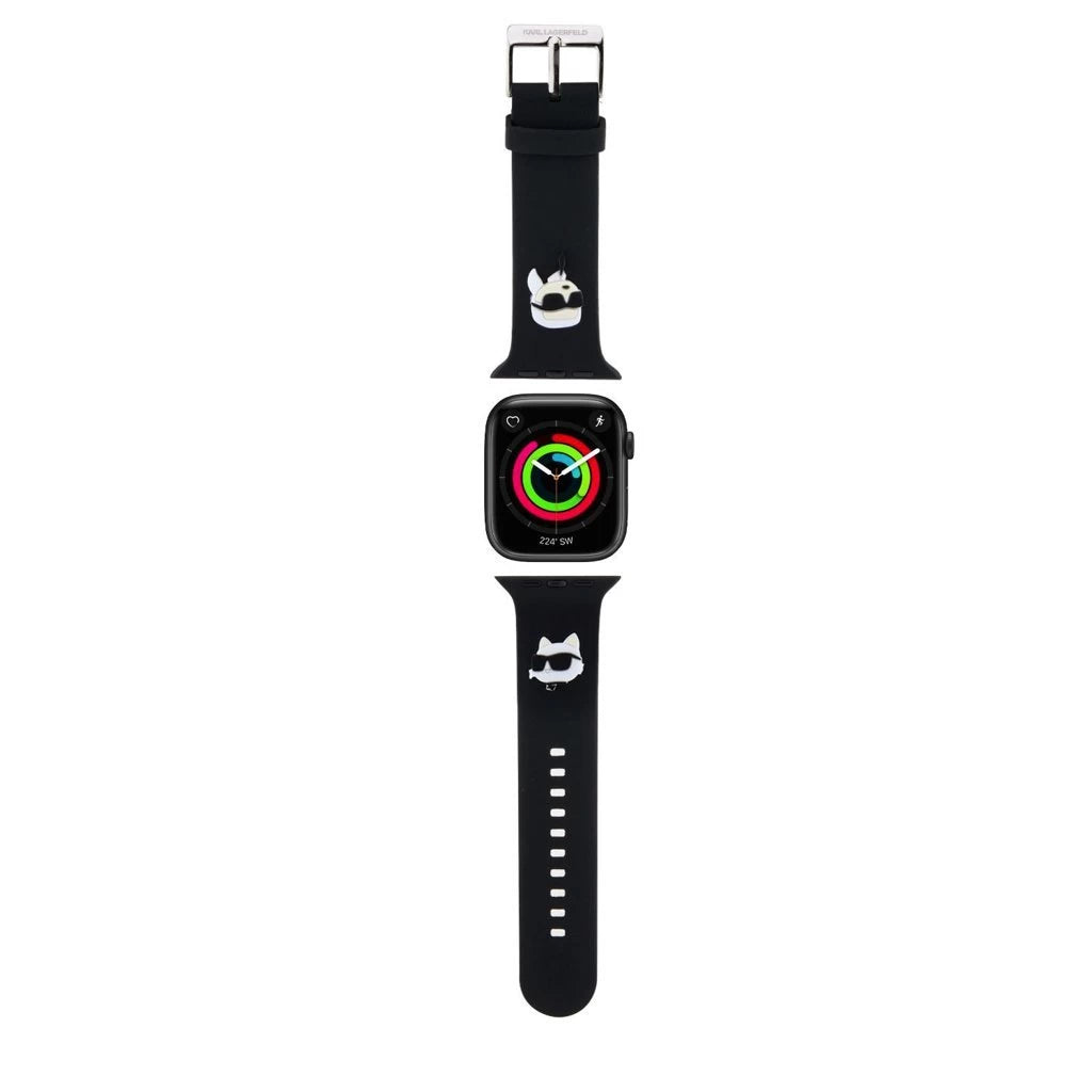 Karl Lagerfeld óraszíj fekete KLAWMSLKCNK Apple Watch 38mm / 40mm / 41mm / 42mm (S10) készülékhez - Apple Watch Szilikon Szíjak a Domshop kínálatából