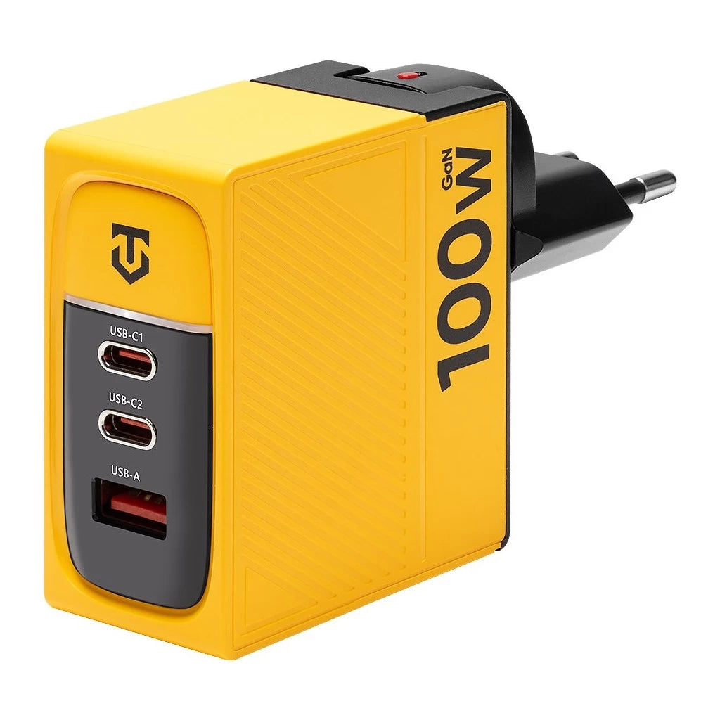 Tactical Nett Warrior GaN 100W Töltő, USB-A + 2 * Type-C, Sárga – a Tactical kínálatából | Domshop