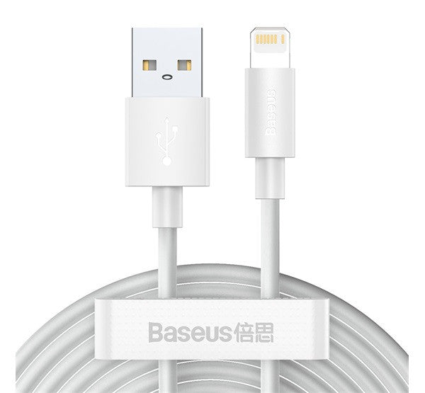 Baseus Simple Wisdom USB / Lightning adat/töltőkábel, 2,4A, 1,5m, Fehér (2db) – Lightning kábel a Baseus kínálatából | Domshop
