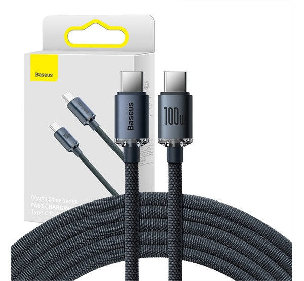 Baseus Crystal Shine USB-C - USB-C kábel, 100W, 1.2m, fekete – USB-C kábel a Baseus kínálatából | Domshop