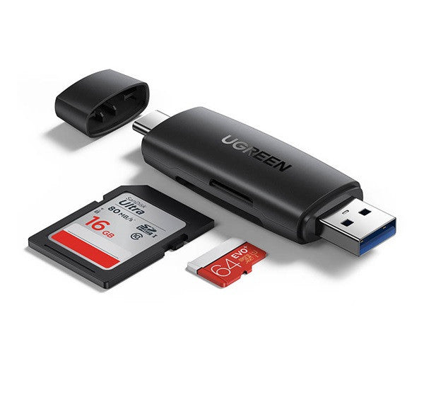 Ugreen CM304 USB-A + USB-C adapter SD + microSD kártyaolvasó, fekete – Átalakító, hub a Ugreen kínálatából | Domshop