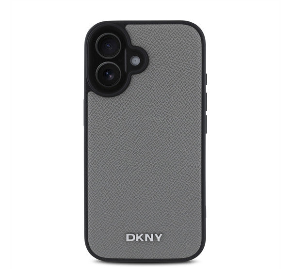 DKNY PU Leather Silver Metal Logo iPhone 16 MagSafe tok, szürke – iPhone 16 tok a DKNY kínálatából | Domshop