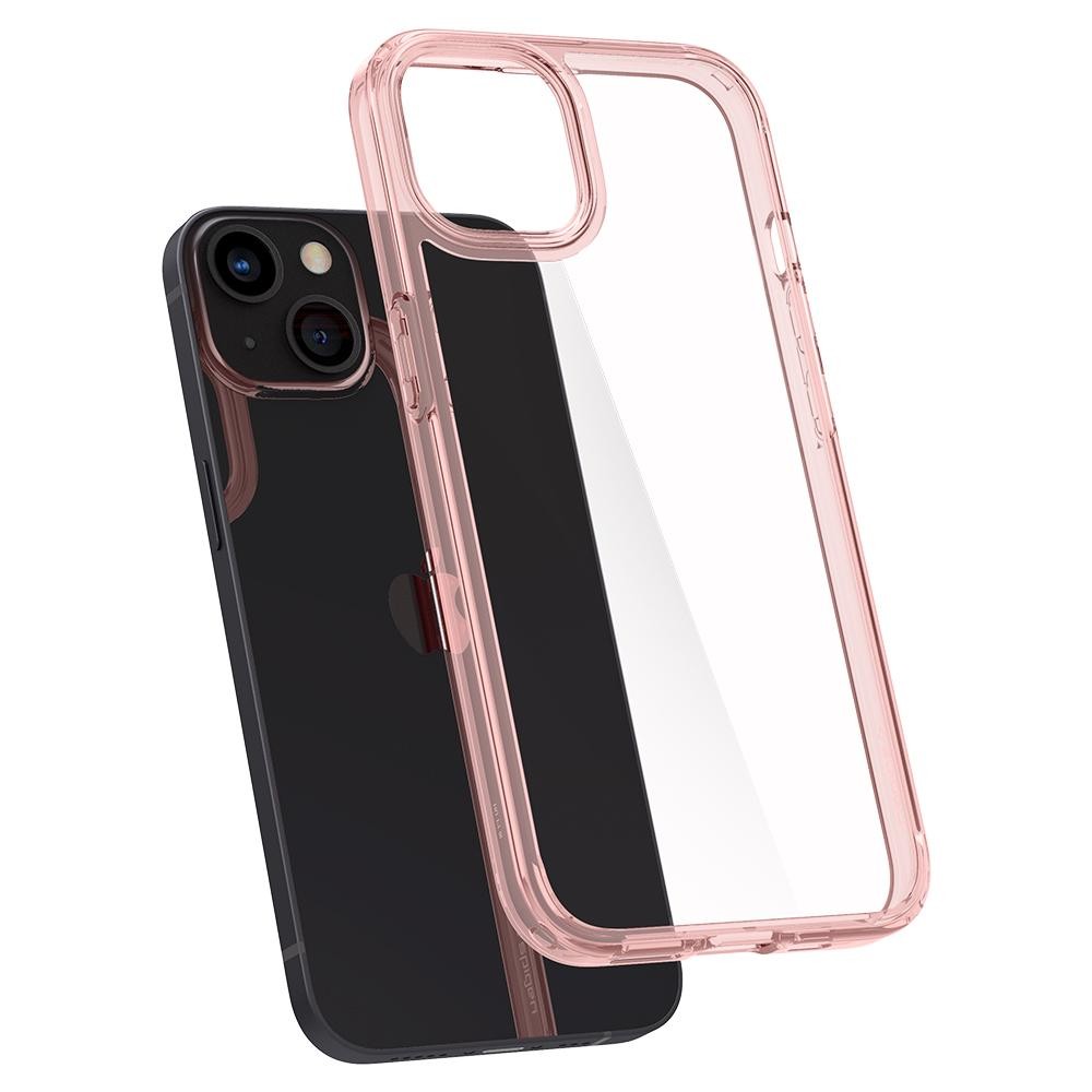 Apple iPhone 13, Műanyag hátlap védőtok + szilikon keret, Spigen Ultra Hybrid, átlátszó/vörösarany