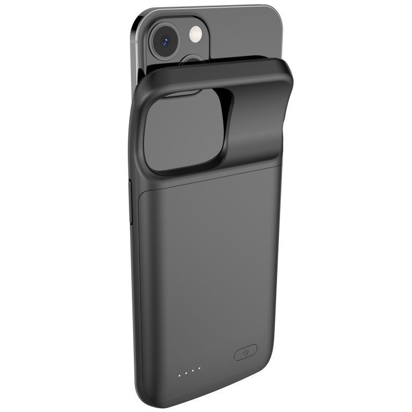 Apple iPhone 13 / 13 Pro, Szilikon tok, műanyag hátlap + Akkumulátor, 4800 mAh, LED-es, Tech-Protect PowerCase, fekete – iPhone 13 Pro tok a Tech Protect kínálatából | Domshop