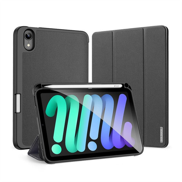 Apple iPad Mini (2021 / 2024) (8.3), mappa tok, Smart Case, érintőceruza tartó, Dux Ducis Domo, fekete – iPad Mini 6 (2021) és iPad Mini 7 (2024) tok a Dux Ducis kínálatából | Domshop