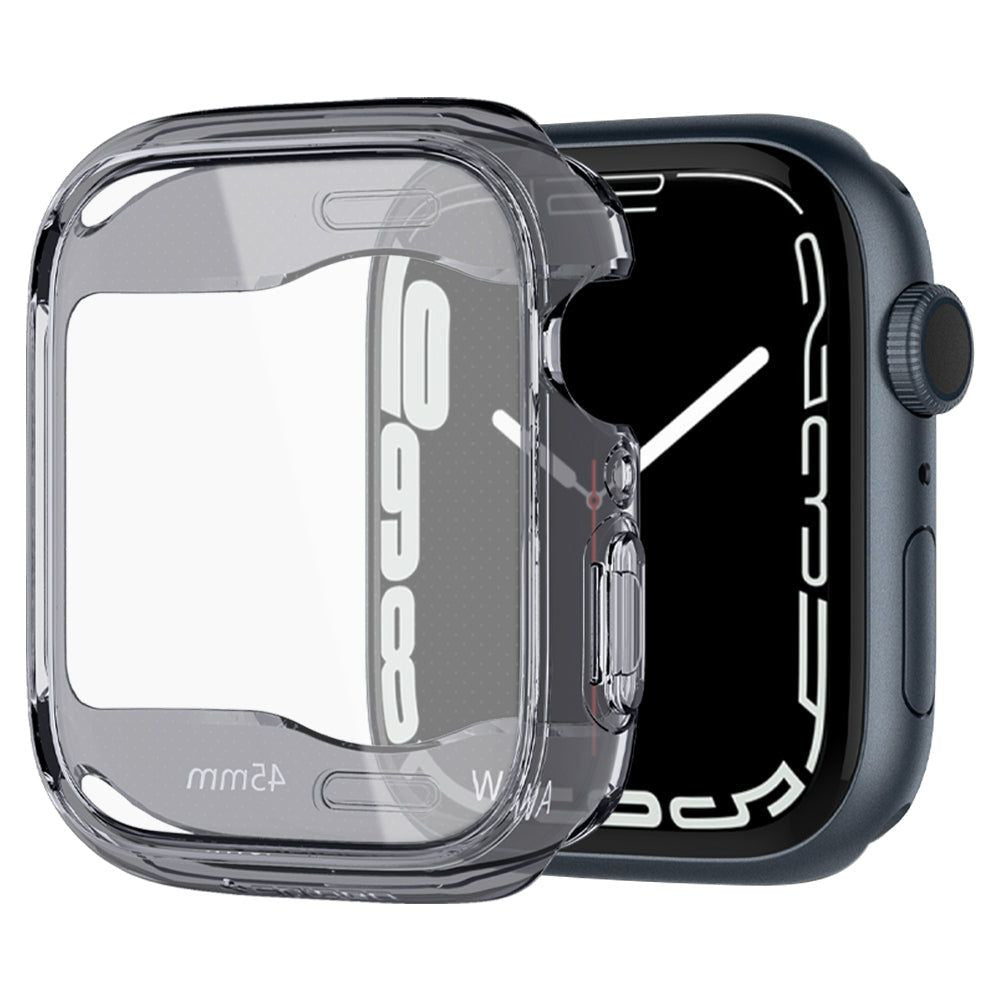 Apple Watch 7-9 (45 mm), Szilikon védőkeret, ütésálló, szíj nélkül, Spigen Ultra Hybrid, átlátszó/szürke – Apple Watch Tokok a Spigen kínálatából | Domshop