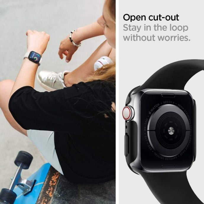 Apple Watch 7 (45mm), Műanyag védőkeret, szíj nélkül, Spigen Thin Fit, átlátszó – Apple Watch Tokok a Spigen kínálatából | Domshop