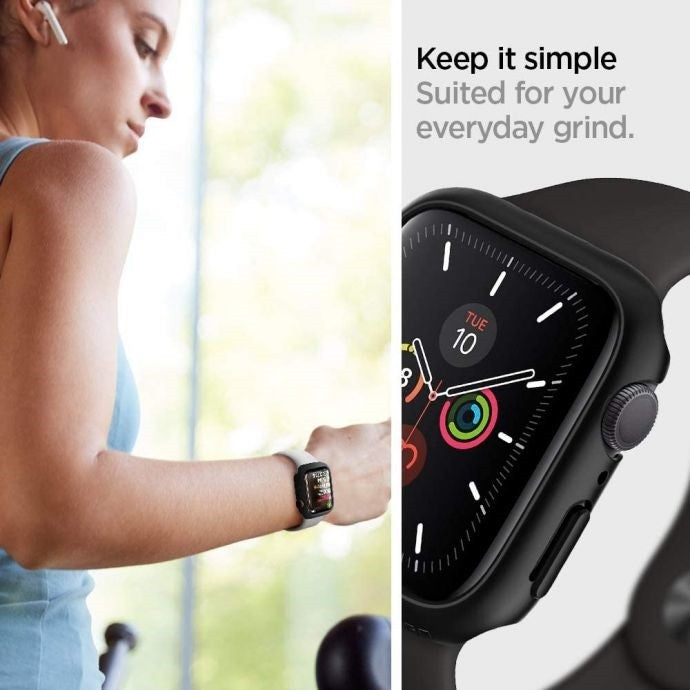 Apple Watch 7 (45mm), Műanyag védőkeret, szíj nélkül, Spigen Thin Fit, átlátszó – Apple Watch Tokok a Spigen kínálatából | Domshop