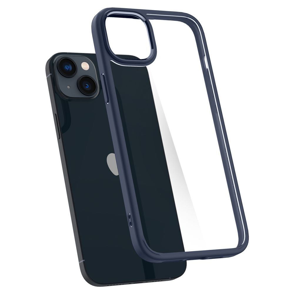 Apple iPhone 14 Plus, Műanyag hátlap védőtok + szilikon keret, Spigen Ultra Hybrid, átlátszó/sötétkék – iPhone 14 Plus tok a Spigen kínálatából | Domshop