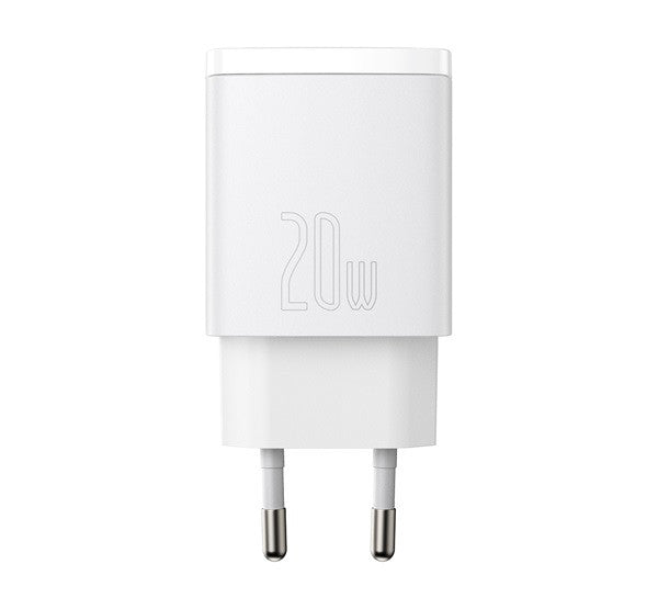 Baseus Compact gyorstöltő adapter 20W USB-C + USB-A, fehér