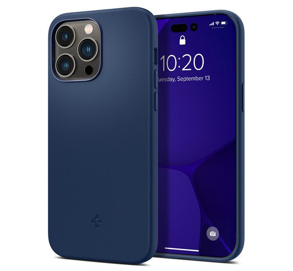 Spigen Silicone Fit MagFit Apple iPhone 14 Pro Max tok, MagSafe, Navy Blue, kék