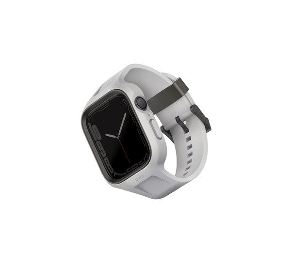 Uniq Monos Apple Watch 44/45mm hibrid szíj + tok, szürke – Apple Watch Szilikon Szíjak a Uniq kínálatából | Domshop