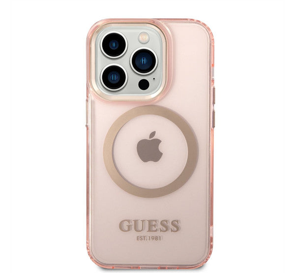 Guess Translucent MagSafe Apple iPhone 14 Pro hátlap tok, rózsaszín – a Guess kínálatából | Domshop