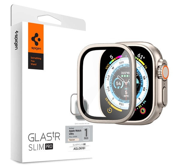 Spigen Glas.tR Slim Pro Apple Watch Ultra 2/1 (49mm) tempered kijelzővédő fólia, titánium – Apple Watch Fóliák a Spigen kínálatából | Domshop