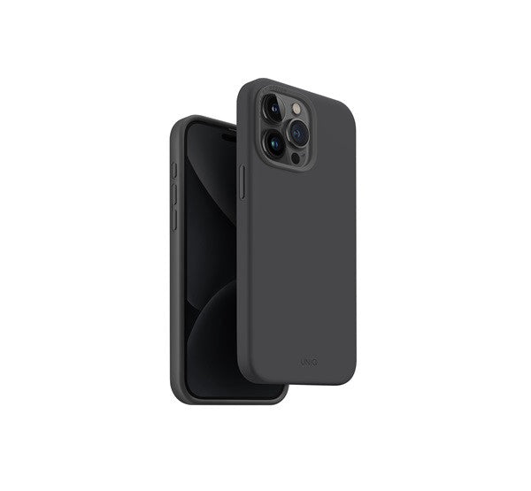 Uniq Lino Hue Apple iPhone 15 Pro Max Magsafe Szilikon tok, sötét szürke – a Uniq kínálatából | Domshop