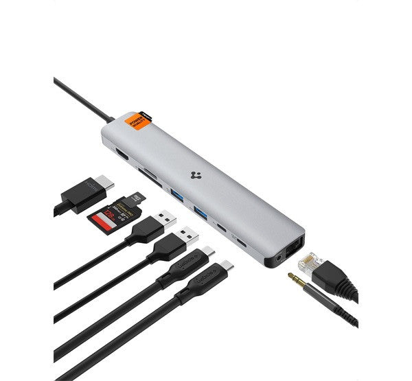 Spigen Multi Hub, szürke (9 Port) PD2306 – Átalakító, hub a Spigen kínálatából | Domshop